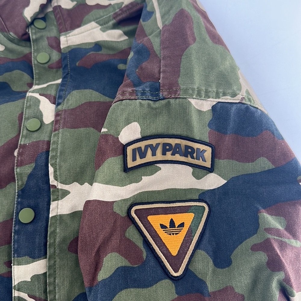 Adidas Ivy Park Unisex Green Long Sleeve High Neck Canvas Jacket S - Picture 8 of 16